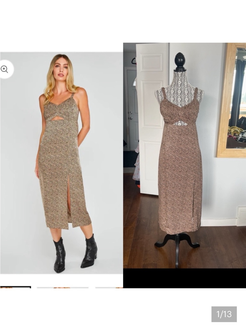 Gentle Fawn Boutique Satin Cut Out Midi Dress. Small.